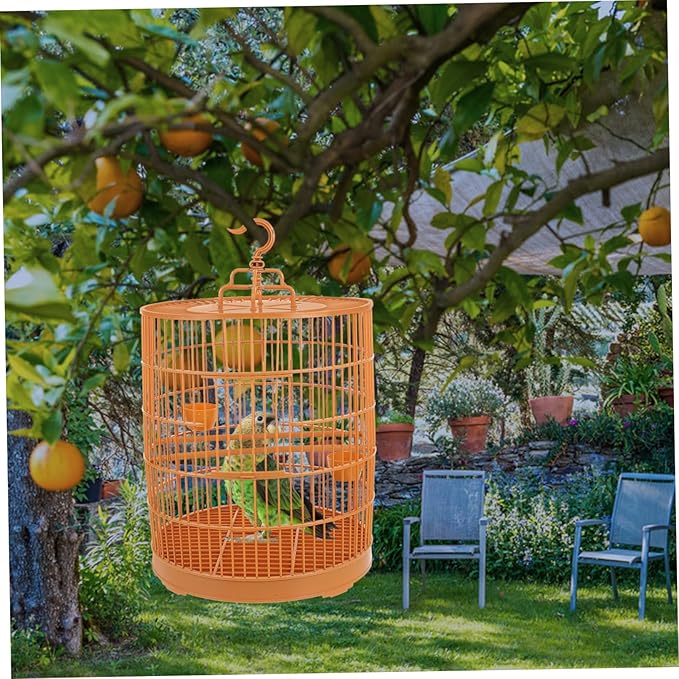 Kisangel Decorative Hanging Bird Cage Plastic Small Animal Cage with Safety Door Spacious Design for Parakeets Hamsters and Small Birds