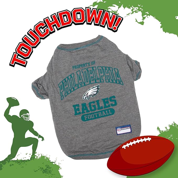 NFL Philadelphia Eagles Dog T-shirt Large. - Licensed Shirt for Pets Team Colored with Team Logos- Premium Stretchable Materials for the comfort of your Dog & Cat