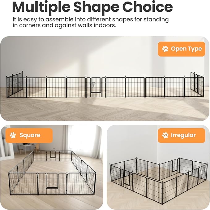 Simple Deluxe Dog Playpen Outdoor Indoor, 24 Inch 16 Panels Dog Fence for Small Dogs Puppy, Perfect Dog Pen for Camping, Yard, RV, Garden Fence, Black