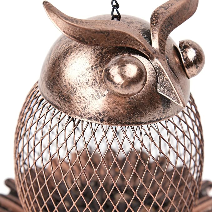 Wild Bird Feeders | Cute Metal Vintage Owl-Shaped Large Capacity Bird Feeder, Squirrel-Proof Design for Finch, Bluebird, Sparrow, and Other Birds, Yard, Deck, Porch, Garden Birding