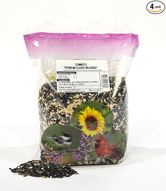 Premium Classic Wild Bird Seed – 4 Pack (5 lb Bags) High Sunflower Backyard Bird Feeder Blend