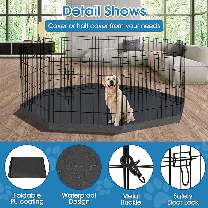 Artmalle Puppy Pet Playpen 8 Panel 24 Inch Indoor Outdoor Metal Portable Folding Animal Exercise Dog Fence Ideal for Pet Animals Dog Cat Rabbit Breed Puppy with Bottom Pad (Black with Bottom pad)