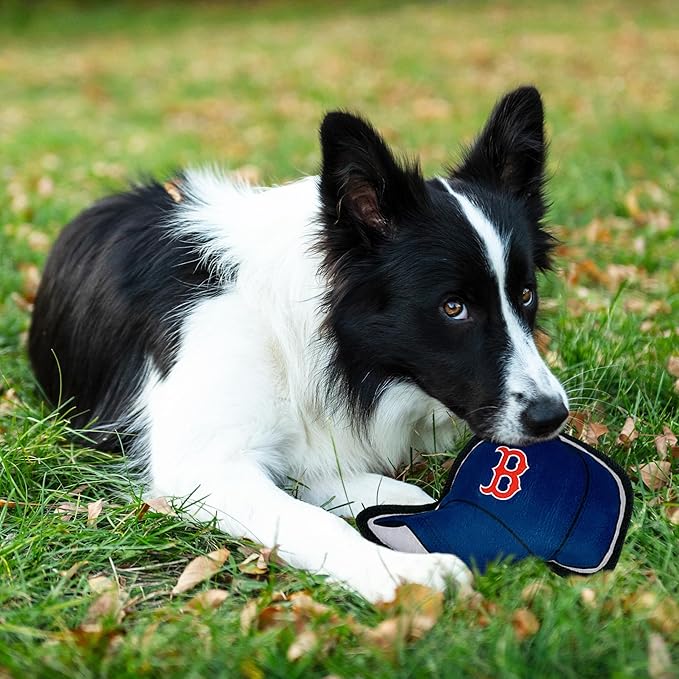 Pets First MLB Boston RED SOX Baseball Cap Tough Toy for Dogs, Best MLB Dog Toy with Team Logo