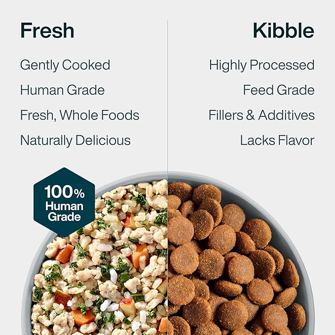 JustFoodForDogs Frozen Fresh Dog Food, Complete Meal or Dog Food Topper, Chicken & Rice Human Grade Dog Food Recipe, 18 oz (Pack of 21)