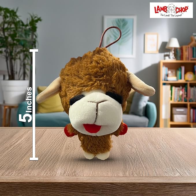 Multipet Knobby Noggins Lamb Chop Dog Toys | Lambchop Knobby Noggins Pet Toy | Squeaky Dog Toy Plush | 3 Pack (Black + Brown + White) (5")