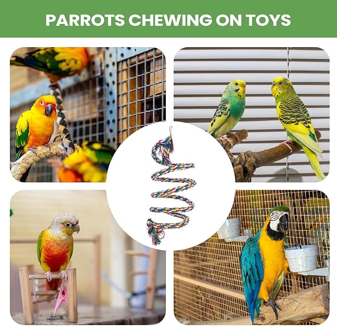 Ergonomic Rope Perch, Bite-Proof Colorful Swing Pet Accessories, Cockatiel Perch Bird Cage Swing Toys,for Parakeet Conure Canaries Hamster Indoor Home Play Chewing