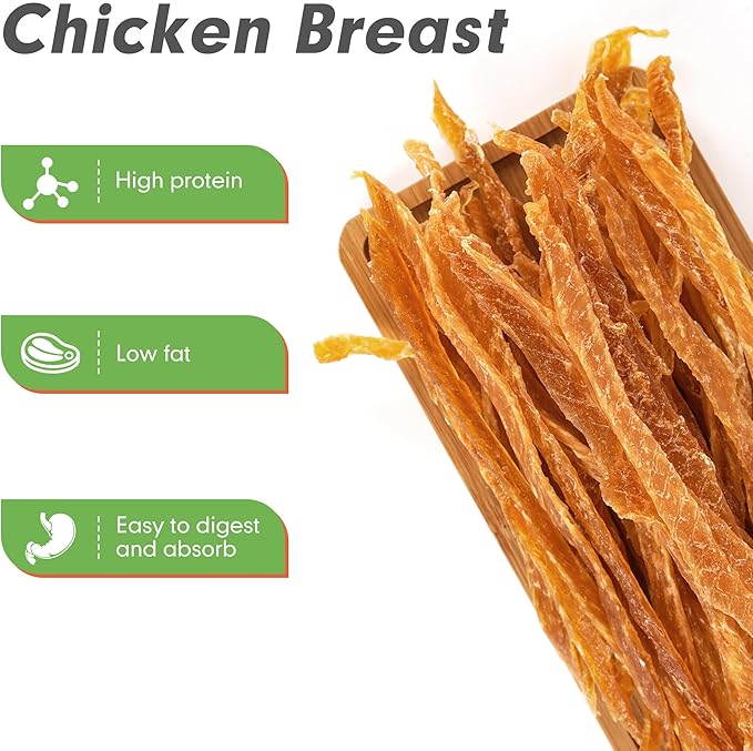 MON2SUN Chicken Jerky Dog Treats - Grain Free High Protein Chicken Strips for Small & Medium Dogs, Natural Training Treats & Healthy Rewards, Easy to Digest, 10.58 oz (Pack of 1)