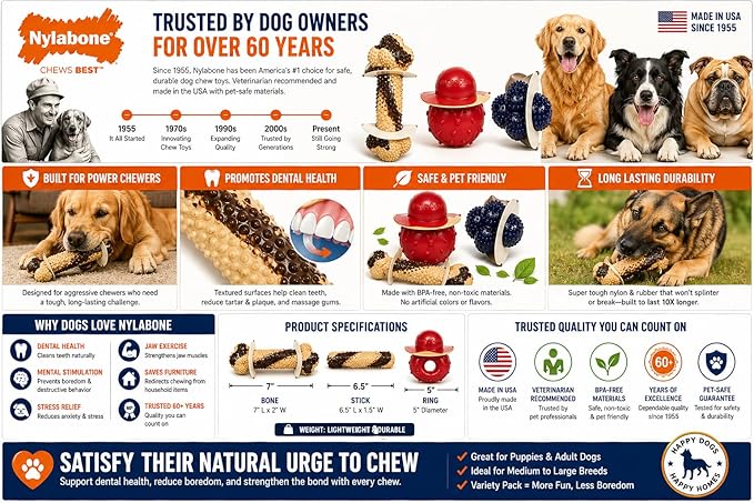 Nylabone Tough Dog Chew Variety Pack, 3 Count