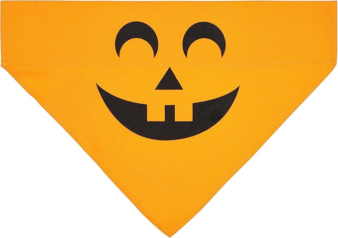 Pearhead Pumpkin Dog Bandana, Fall Pet Scarf for Halloween Costume, Slip-On Collar Accessory for Medium Large Pets, Autumn Puppy Outfit, Orange Seasonal Apparel