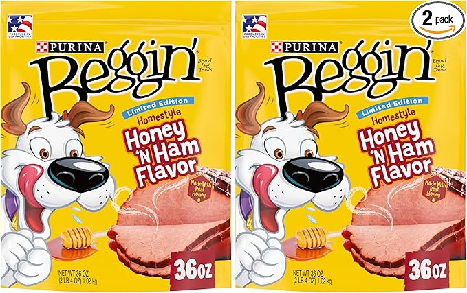 Purina Beggin'’ Limited Edition Adult Dog Treats,Homestyle! Honey N’ Ham Flavor - 36 oz. Pouch,(Pack of 2)