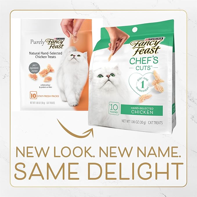 Purina Fancy Feast Natural Cat Treats, Purely Natural Hand-Selected Chicken - (Pack of 5) 10 ct. Pouches
