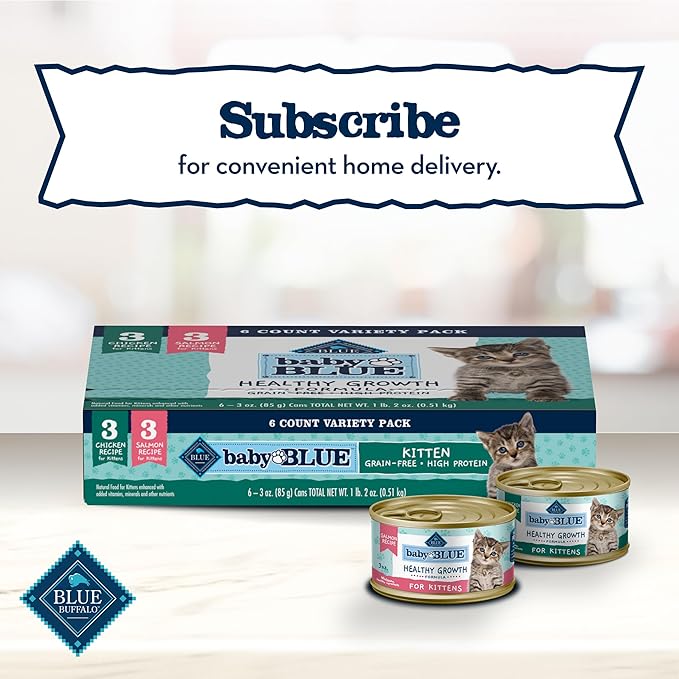 Blue Buffalo Baby BLUE Natural Grain-Free Wet Food for Kittens, Healthy Growth Formula with DHA, High-Protein Salmon Pate, 3 Ounce (Pack of 24)