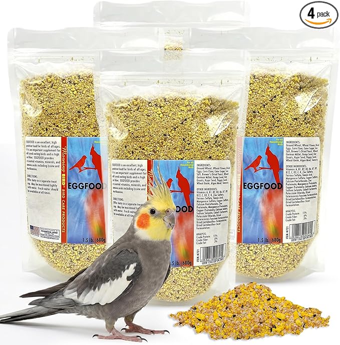 Morning Bird Eggfood 6 lbs (4-Pack, 1.5 lbs Each) – Protein-Rich Soft Food for Birds - High in Protein, Vitamins & Minerals – Supports Growth, Digestion & Feather Health – Ideal for Breeding Birds