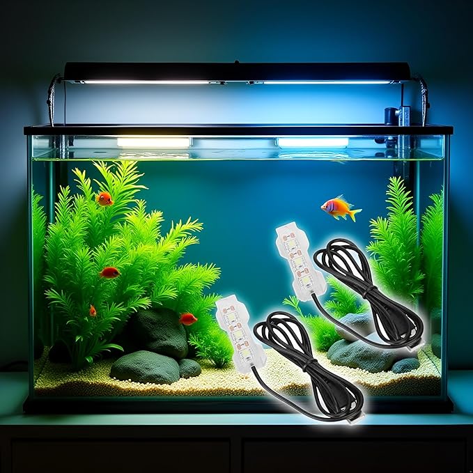 2Pcs Blue Light Small Aquarium Led Light, Multicolor Led Fish Tank for Freshwater Plants Aquarium Accessories，Fish and Aquatic Pets, Pet Supplies