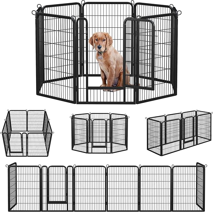 Topeakmart Unleashed Dog Playpen 40 inch 8-Panel Portable Pet Fence for Small/Medium/Large Dogs | Indoor, Outdoor, Yard & RV Camping Use