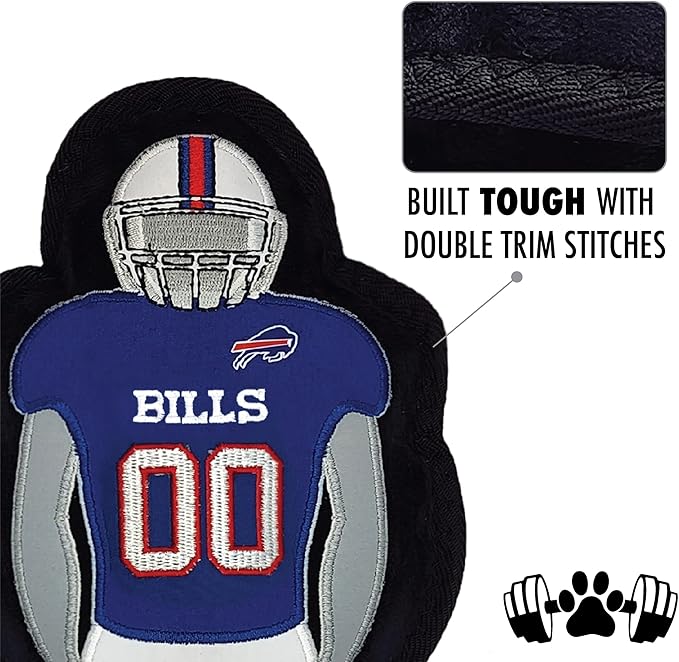 The 1st Ever Tough but Smooth Dog Toy NFL Buffalo Bills Football Athletes Player Tough Pet Toy. A Premium Quality Doggie Toy with Built-in Squeaker. Sports Fans Favorite Chew Toy