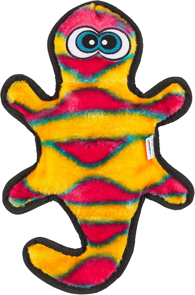 Outward Hound Durablez Medium Gecko Stuffing-Free Squeaky Plush Dog Toy for Puppies & Dogs - Interactive, Soft Yet Tough, No Mess, Jumbo Squeaker, Long-Lasting Play, 13.75 inch, Orange