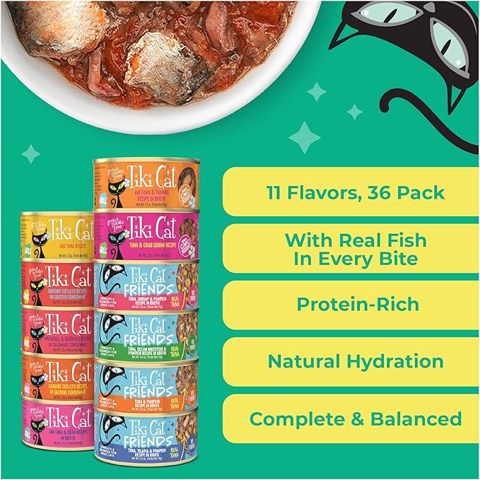 Tiki Cat Seafood Selects Wet Cat Food Mega Pack, 2.8 oz Can (36 Count)