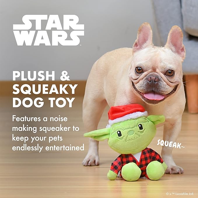 STAR WARS for Pets Dog Toy Yoda Dog Toy for Holidays | Santa Yoda Squeaky Dog Toy Chew Toy | Holiday Dog Toy Plush Toys | 6 Inch Small Dog Toy (FF24145)