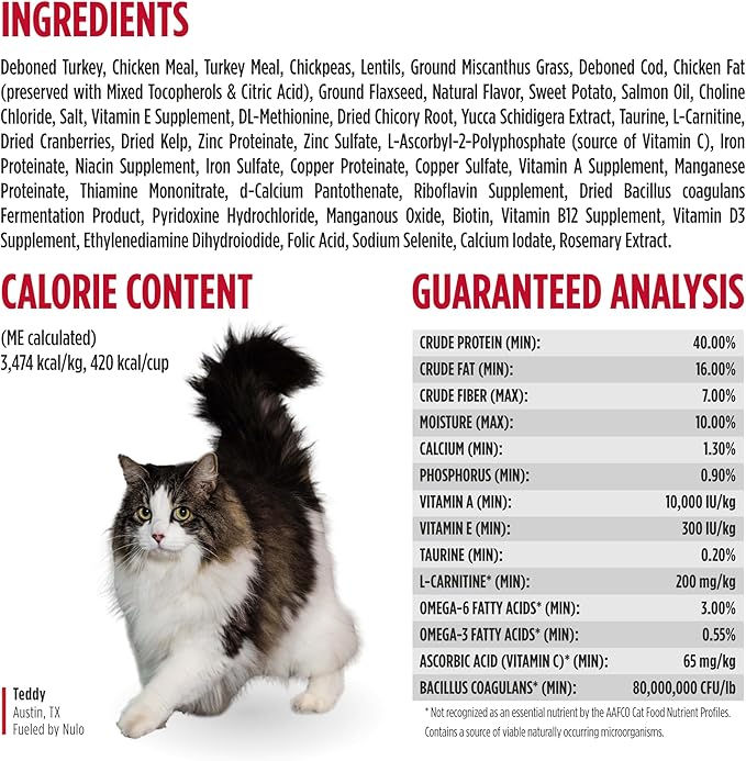 Nulo Freestyle Cat Food, For Hairball Management, Premium Grain-Free Dry Small Bite Kibble, All Natural Animal Protein Recipe with BC30 Probiotic for Digestive Health Support