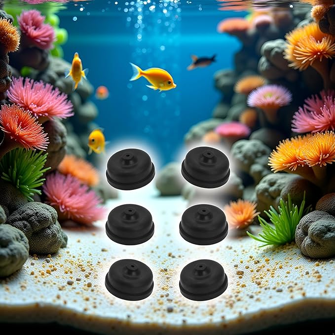 6Pcs Black Aquarium Diaphragm Air Pump Accessories EPDM Rubber Oxygen Pump Replacement Parts for Aquariums Fishing Oxygen Pump Aquarium Diaphragm Silicone Cup Parts Reolacements Fish and Aquatic Pets