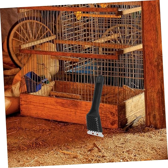 Birdcage Accessory Non-Shedding Bristles Stainless Steel Shovel Bird Droppings Cleaning Birdcage