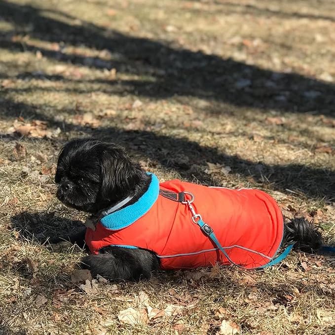 Gooby Sports Vest Dog Jacket - Orange, X-Large - Reflective Dog Vest with D Ring Leash Warm Fleece Lined Hook and Loop Closure for Small to Medium Dogs