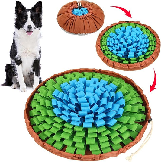 SZEE Snuffle Mat for Dogs, Adjustable Sniffing Mat for Smell Training and Slow Eating, Dog Snuffle Pad for Mental Stimulation and Enrichment, Interactive Toys for Pets (Blue and Green)