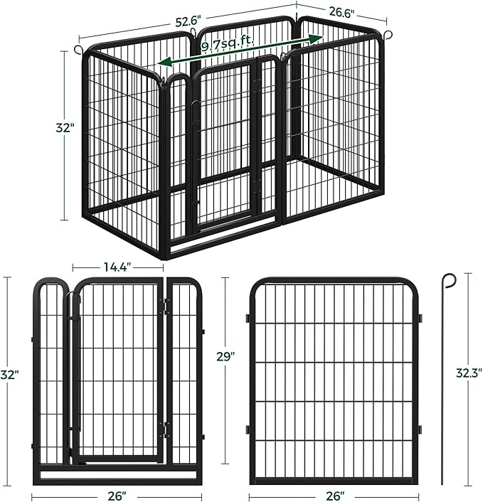 Topeakmart Dog Playpen Outdoor Puppy Exercise Pen Indoor Portable Pet Fence for Yard/RV Camping, 32 Inch 6 Panels