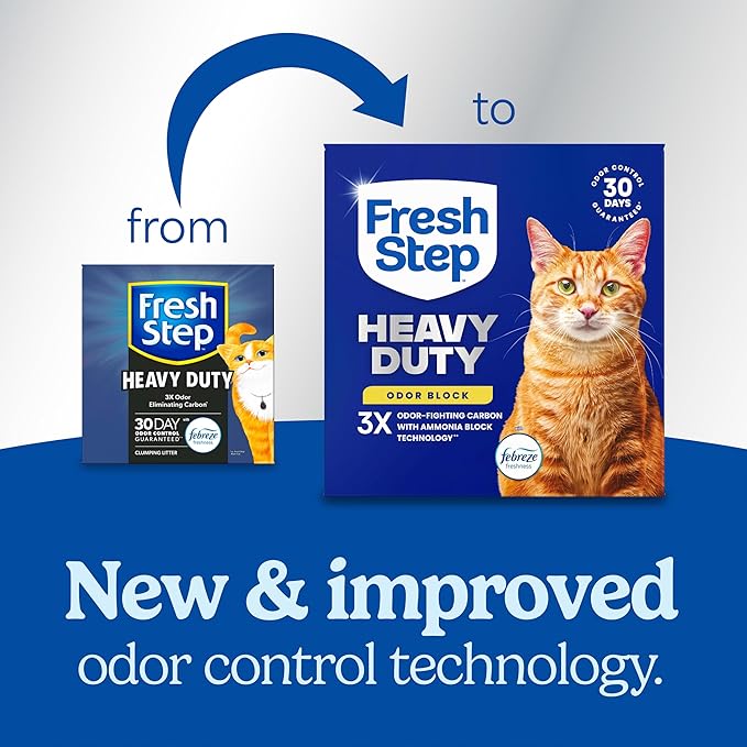 Fresh Step Heavy Duty Odor Block Multi Cat Clumping Litter with Febreze, 22 lb (Package May Vary)