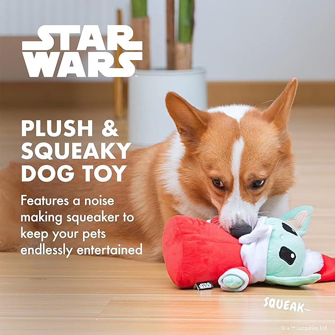 STAR WARS for Pets Dog Toy GROGU Santa Squeaky Dog Chew Toy | Soft Plush Dog Toy, Squeaky Dog Toy | Holiday Dog Toy Plush Toys, The Mandalorian The Child Toy | Small Dog Toy 6" (FF19322-22)