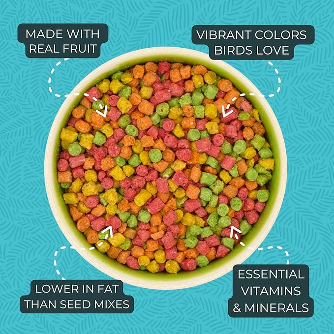 ZuPreem FruitBlend Small Bird Pellets – Vitamin Fortified Diet for Parakeets, Budgies & Parrotlets, 2 lb (Pack of 2)