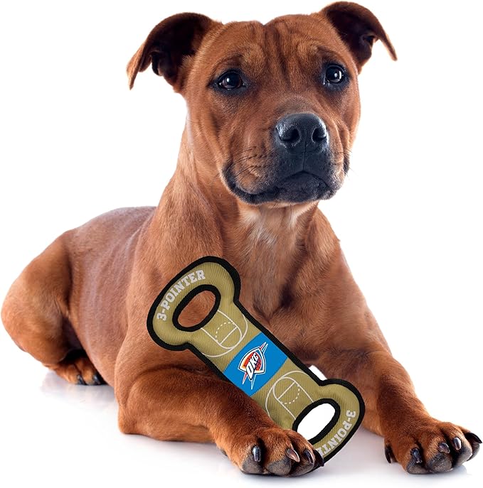 Pets First NBA Oklahoma City Thunder Field Toy. - Tough Nylon Pet Toy with Double Trim Stitching & Inner Squeaker, One Size