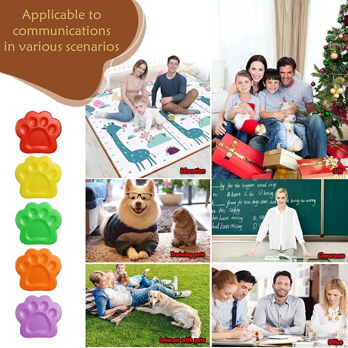 Dog Buttons for Communications with 36 Stickers & 19.6 inch Rubber Pad - Recordable Buttons for Pet Training (30s Voice), Customizable Stickers for Eat/Play/Help/Scared, Pet Communication Set