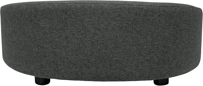 Paws & Purrs Arc Crescent Back Sofa Style Pet Bed, Dog & Cat Modern Couch with Tufted Cushion & Armrest, Stylish Indoor Pet Furniture, Dark Gray