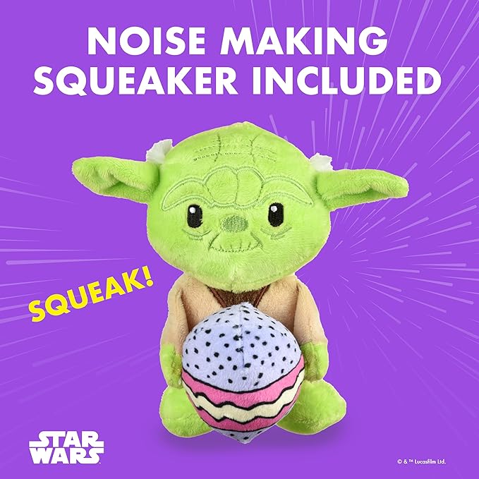 STAR WARS: Easter 9" Yoda Easter Egg Squeaker Pet Toy| 9 Plush Squeaker Easter Yoda Pet Toy Toy for Dogs Easter Stuffed Yoda 9 inch