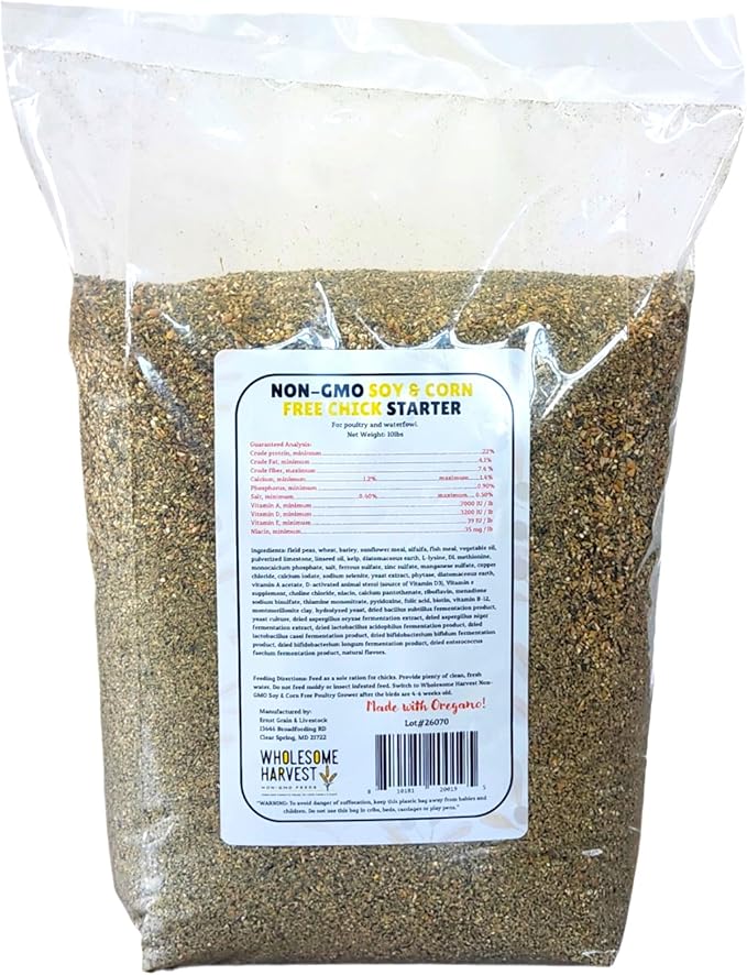 Corn & Soy-Free Chick Starter Feed - All Grain & Non-GMO Chick Food Starter with Omega 3 - Chicken Feed for Growing Healthy Chicks with High-Protein 22% and Probiotics - 10 Lb