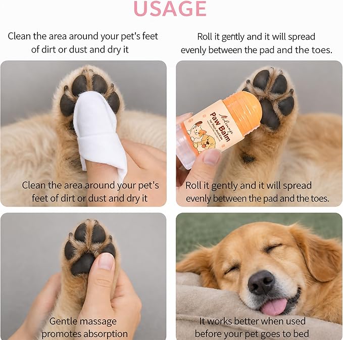 Lick-Safe Dog Paw&Nose Balm with Coconut Oil|Natural Ingredients Paw Cream&Wax for Dry,Large-Capacity Package of 1.41oz|Cracked Pads & Snouts| Cat Moisturizer&Soother (Mixed Colors)
