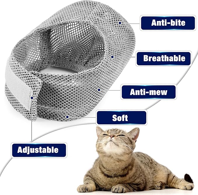 2 Pieces Cat Grooming Washer Mesh Bag Cat Muzzles Breathable Mesh Muzzles Adjustable Kitten Scratch Resistant Kitty Restraint Clothes Kitty Bath Bag for Bathing Nail Trimming Feeding(Gray)
