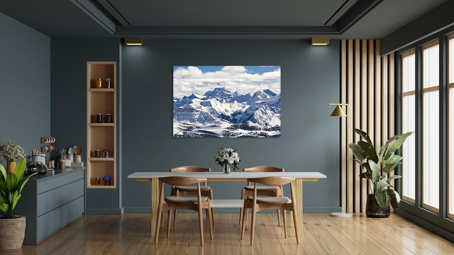 Nature Wall Art Prints - Ocean Forest Mountain Lake Canvas Landscapes - Small to Extra Large Living Room Bedroom Kitchen Bathroom Décor (Snowy Mountains Landscape, 24L" x 36W")