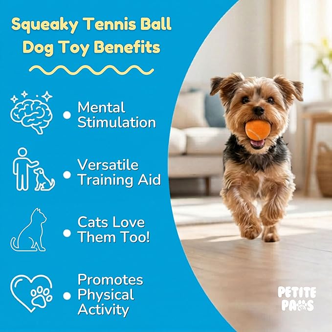 Colorful Squeaky Tennis Balls for Small Dogs and Puppies - 1.5 Inch - 12 Pack - Dog Training Toys for Positive Reinforcement, Interactive Squeaker Ball To Engage Attention Outside, Ball Launcher Fetch