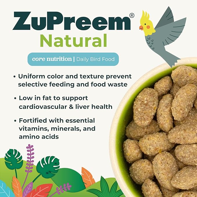 ZuPreem Natural Parrot Pellets – Natural Bird Food for Parrots & Conures, Medium to Large Bird Pellet Diet for African Greys, Amazons, Eclectus & Caiques, 3 lb (Pack of 2)
