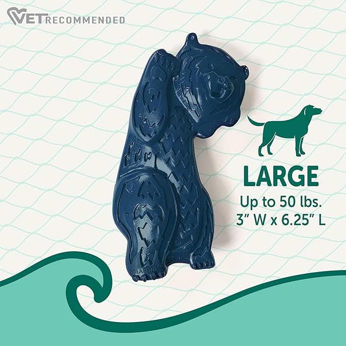 Nylabone Love Our Oceans Teddy Bear Power Chew Toy for Dogs, Recycled & Sustainable Dog Chew Bones, Made in USA, Beef Jerky Flavor, Large Dog Toys - Up to 50 lbs, 1 Count