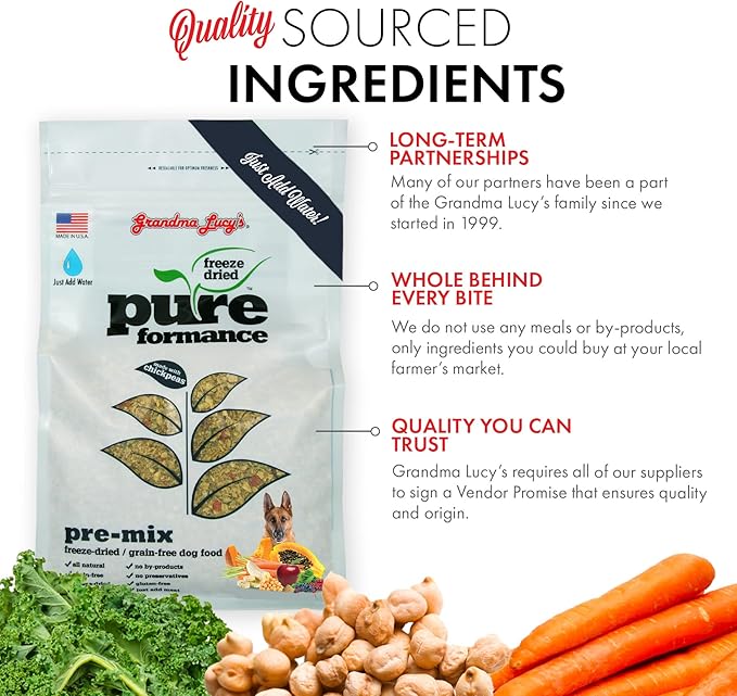 Grandma Lucy's PUREformance Pre-Mix Dog Food, Grain Free and Freeze-Dried - 8Lb Bag