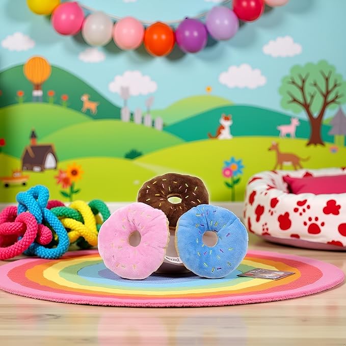 3 Pcs Colorful Pet Toy Donut-Shape Squeaky Squeaker Puppy Dog Pet Cat Kitten Sound Chews Toy Random Color Sturdy and Practical Simple and Sophisticated Design