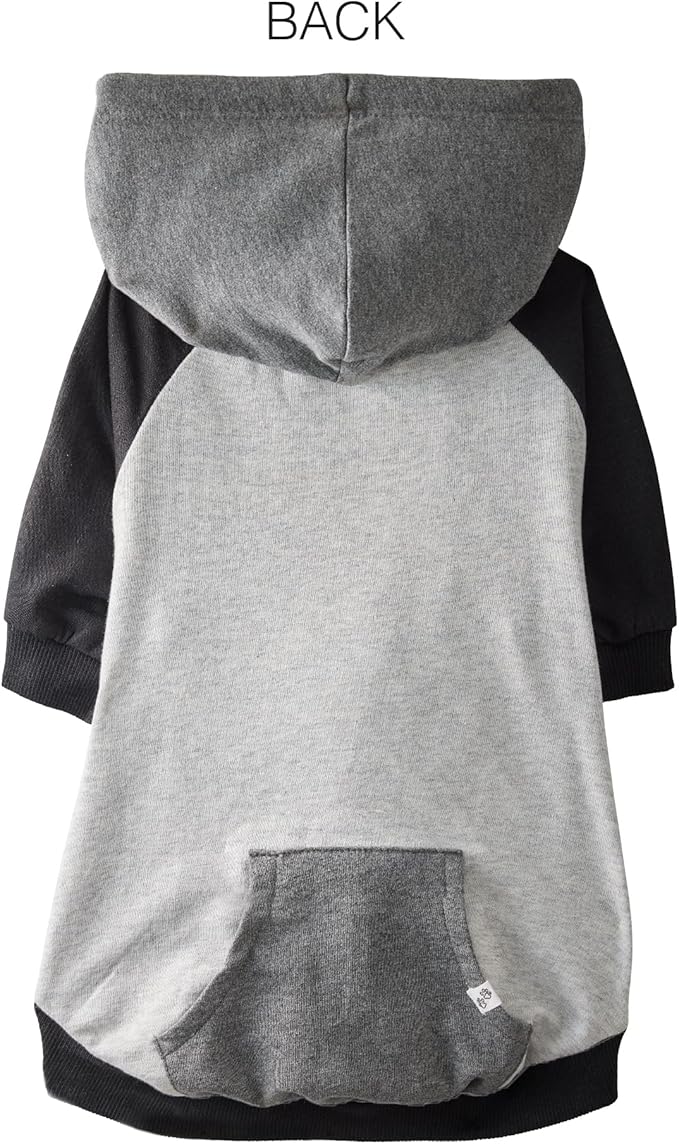 Pet Passion Rocky – The Original Lightweight Hooded Tee 100% Organic Cotton Dog Hoodie Pet Coat Sweater for All Sized Dogs, Heather Gray Color Block, XX-Small (4-7 lbs)