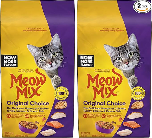 Meow Mix Original Choice Dry Cat Food, 6.3 Pound Bag (Pack of 2)