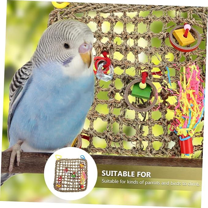 POPETPOP 1Pc Natural Parrot Hammock Climbing Net for Birds Durable Bird Swing for Cockatiels Parakeets and Parrots for Bird Lovers