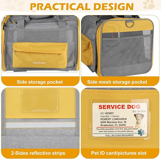 Cat Carriers, 17.7"x13"x13" Collapsible Pets Travel Carriers Dog Carrier Pet Carrier(Up to 20lbs), Waterproof Airline Approved Soft Sided, Car Travel Portable Bag for Big Cats/Small Dogs