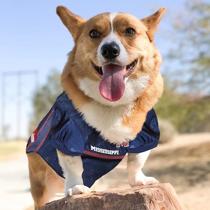 Pets First NCAA College Mississippi Ole Miss Rebels Mesh Jersey for Dogs & Cats, XX-Large. Licensed Dog Jersey with Your Favorite Football/Basketball College Team